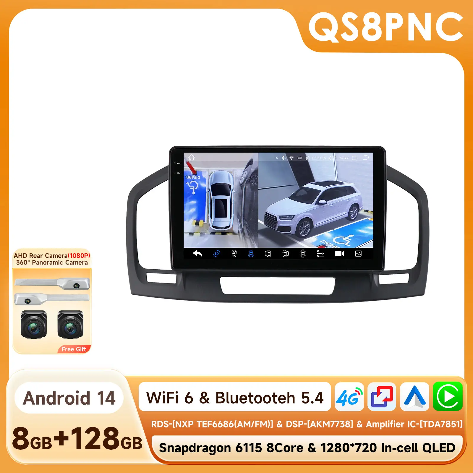 9Inch 7862 Qled Scherm 2din Android Auto Radio Multimedia Video Speler Voor Buick Regal 1 Opel Insignia Gps Navi Carplay 4G Rds Bt