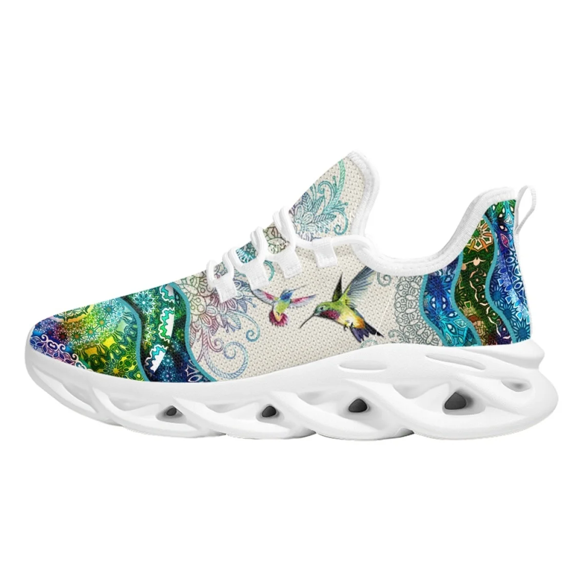 Instantarts Outdoor Mesh Schoenen Trendy Mandala Kolibrie Print Platform Sneakers Voor Dames Ademend Ronde Neus Klassiek Tennis