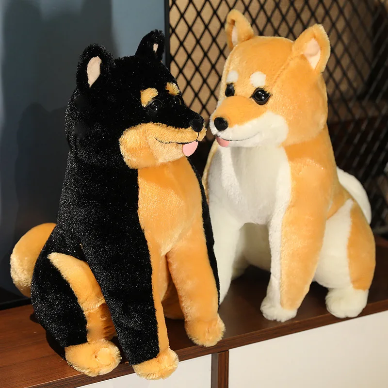 35-65cm New Real Life Shiba Inu Dog Plush Toy Realistic Animal Sitting Puppy Dolls Stuffed Soft Cartoon Toys Birthday Gift