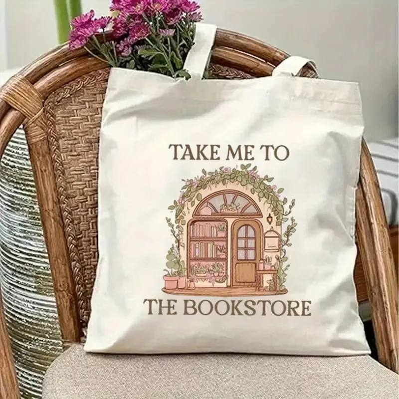 

Take Me To The Bookstore Women's & Unisex Tote Bag Literary Bookstore Art Shoulder Handbag Everyday Book Lover Gift