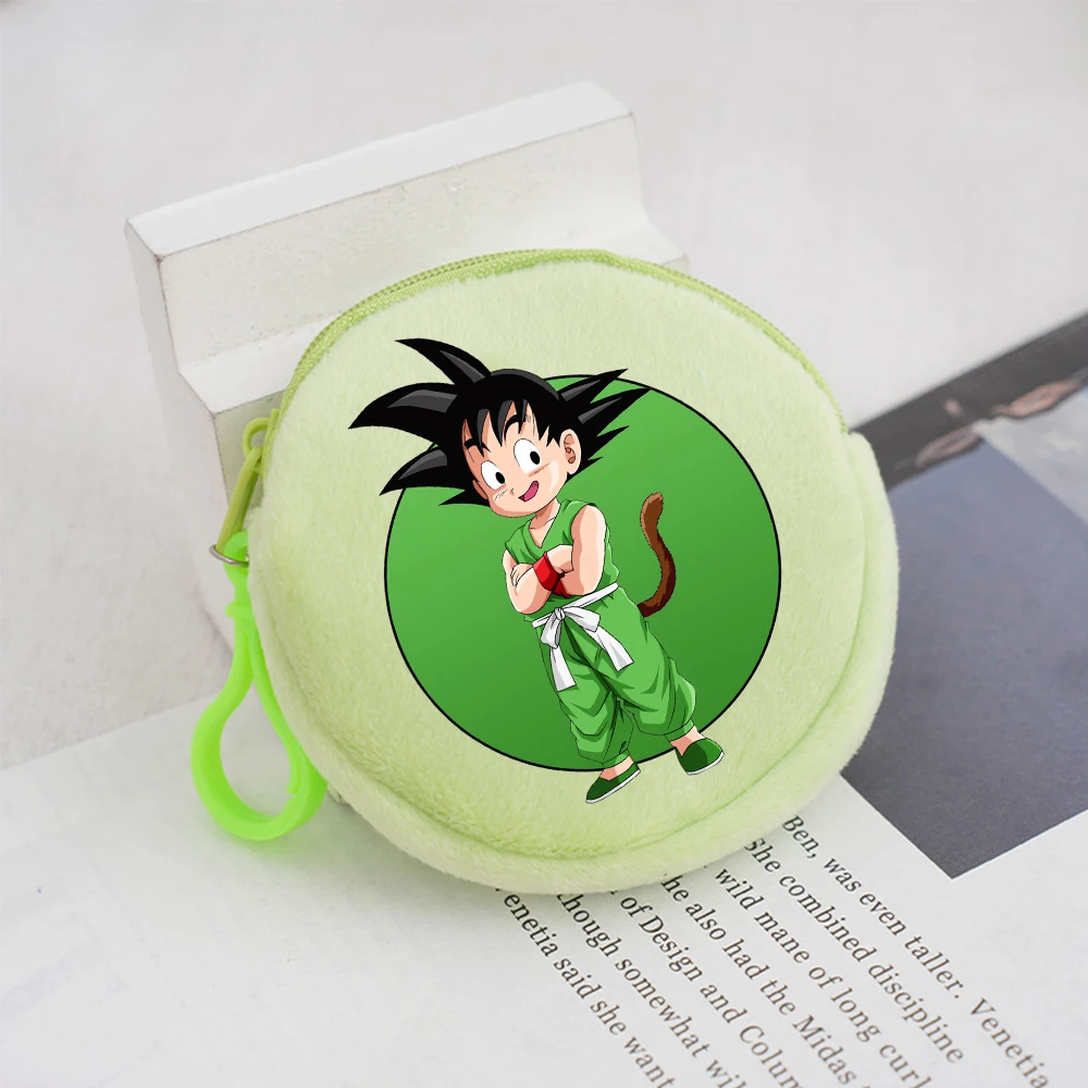 Dragons Ball Round Plush Coin Purse Son Goku Cartoon Cute Keychain Wallet Anime Children Handbag Gifts Bag Boys Pocket Kid Gifts