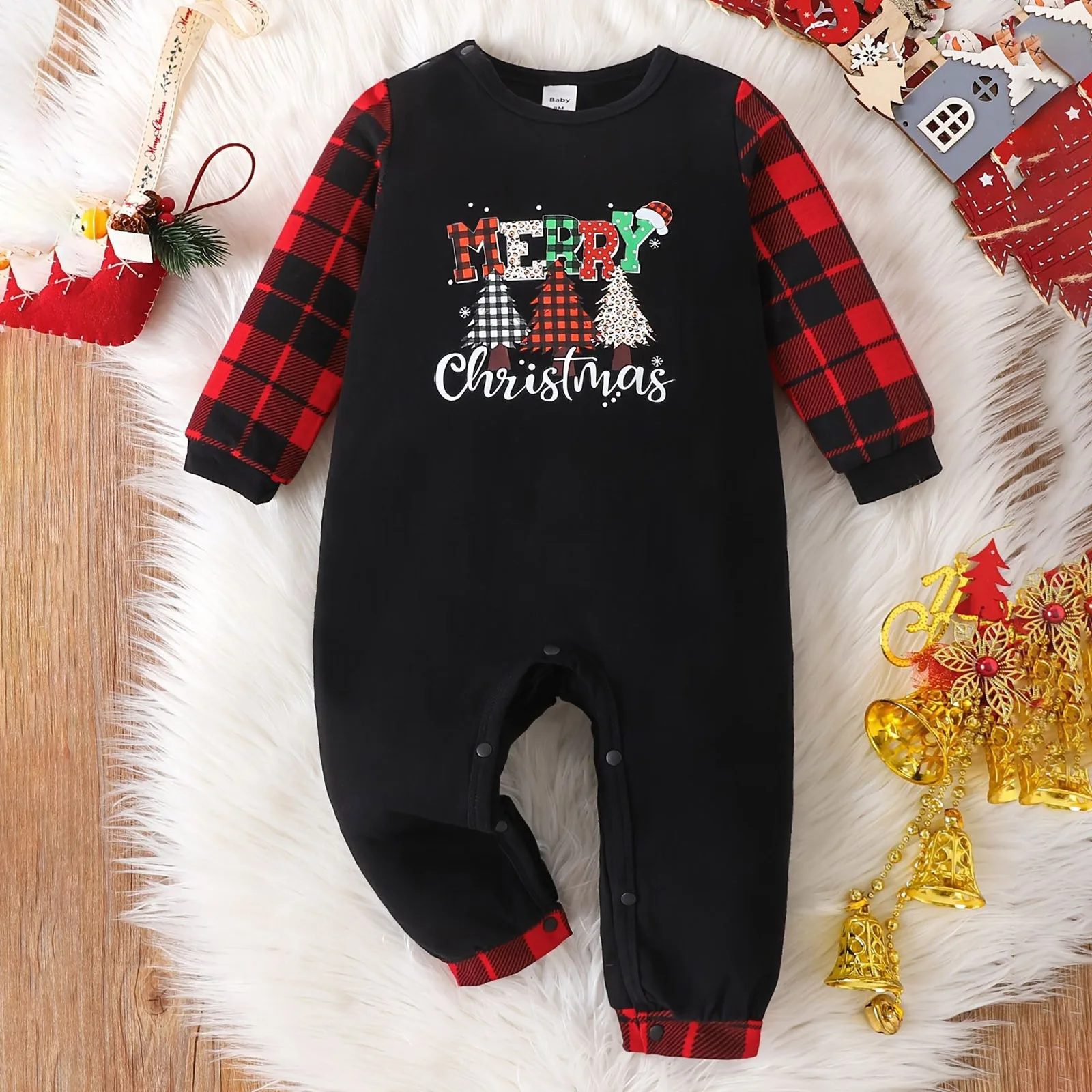 

Newborn Baby Romper Christmas Letter Printed Long Sleeve Snap Crotch Comfortable Jumpsuit Infant Toddler Bodysuit ropa de bebé