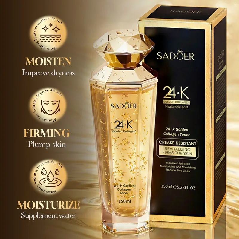 24K Golden Collagen Toner 150ml Hyaluronic Acid Niacinamide Face Toner Moisturizing Firming Reduce Fine Lines Facial Skin Care