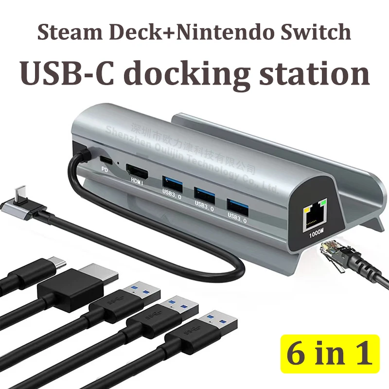 Imagem -04 - Gigabit Ethernet Rj45 pd Carregamento Usb Tipo-c Hub Docking Station Hdmi para Nintendo Switch Jsaux Ayaneo Asus Rog Steam Deck Doca