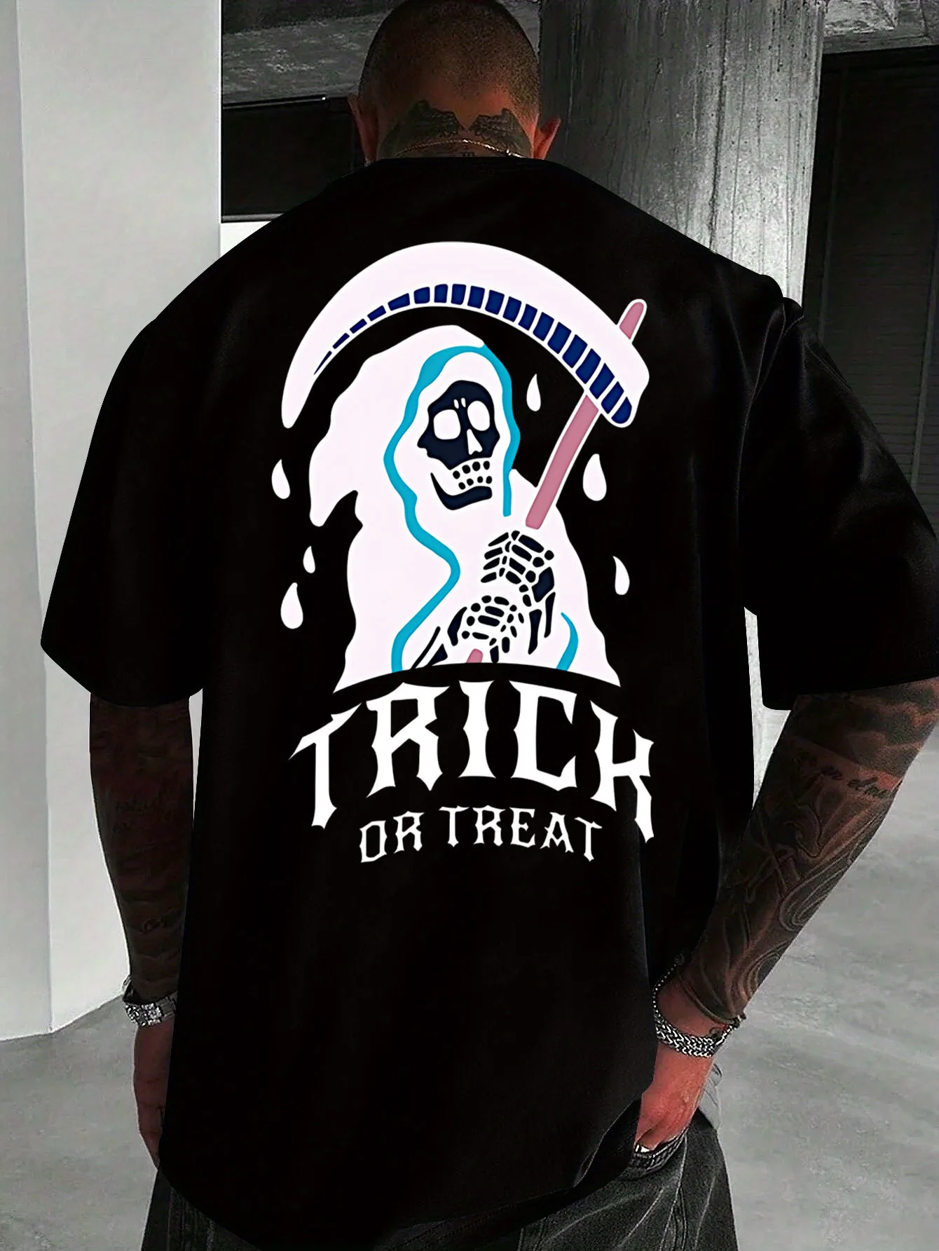 Death'S Scythe Won'T Give Candy, So It Plays Tricks. This Unisex Fashion Quick-Dry T-Shirt Features a Casual Round Neck And Short Sleeves, with a Vintage Trendy Design Made from Comfortable And Breathable Polyester Fabric