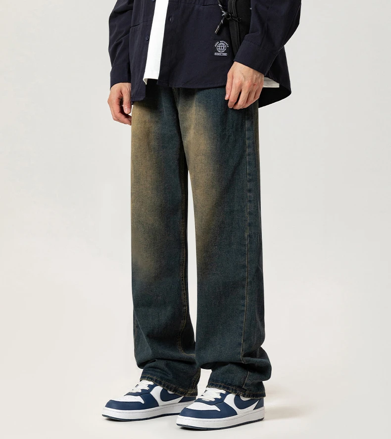 Washed jeans wide-leg casual loose straight trousers joggers tactical pants