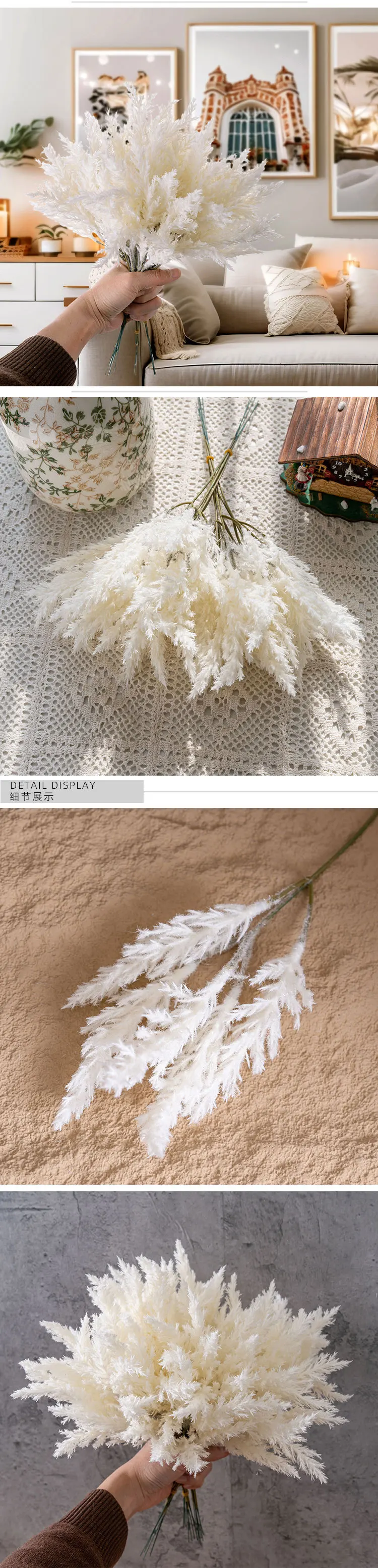 Künstliche Astilbe Chinensis Brautblumen, beige, künstliche Pflanzen, Pampas, Rime-Blumenstrauß, Blume für Hochzeit, Party, Raumdekoration – Detail 5