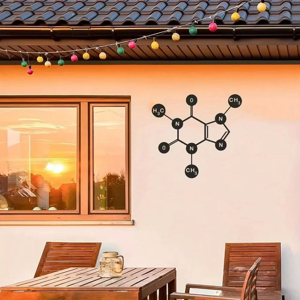 CIFbuy Iron Wall Art Caffeine Molecule Metal Science Decor Modern Living Room Handcrafted Chemical Structure Sculpture