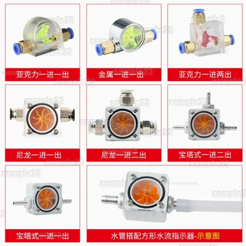 Engraving Machine Flow Meter Water Cooling Monitor Spindle Motor Rotating Observer Cooling Indicator 6/8/10/12/16mm Connector