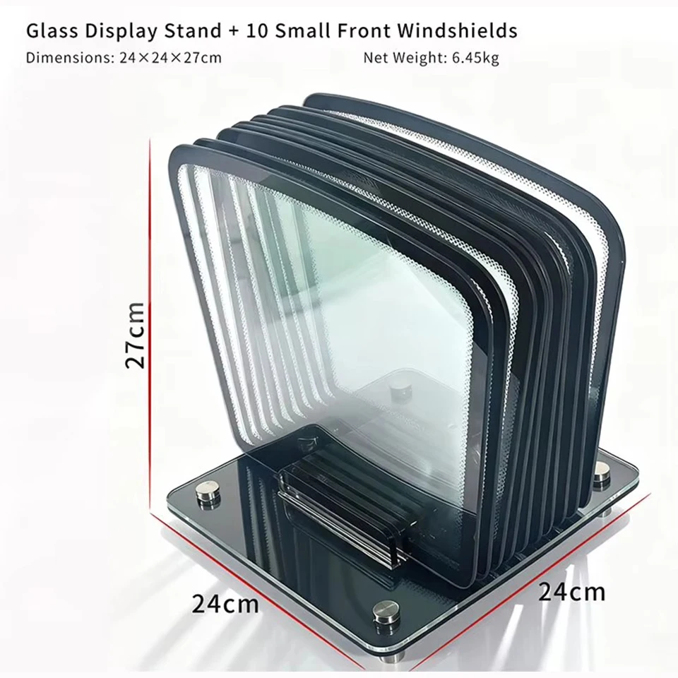 

10-Slot Acrylic Side Window Glass Display Stand, Car Window Tint Test Glass Holder for Infrared Heat Lamp, Heat Insulation Demo