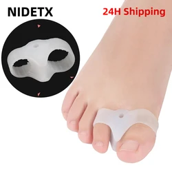 2 Stuks = 1 Paar Silicone Twee Hole Teen Separator Gel Voet Vinger Protector Bunion Orthopedische Hallux Valgus Guard Stijltang pedicure