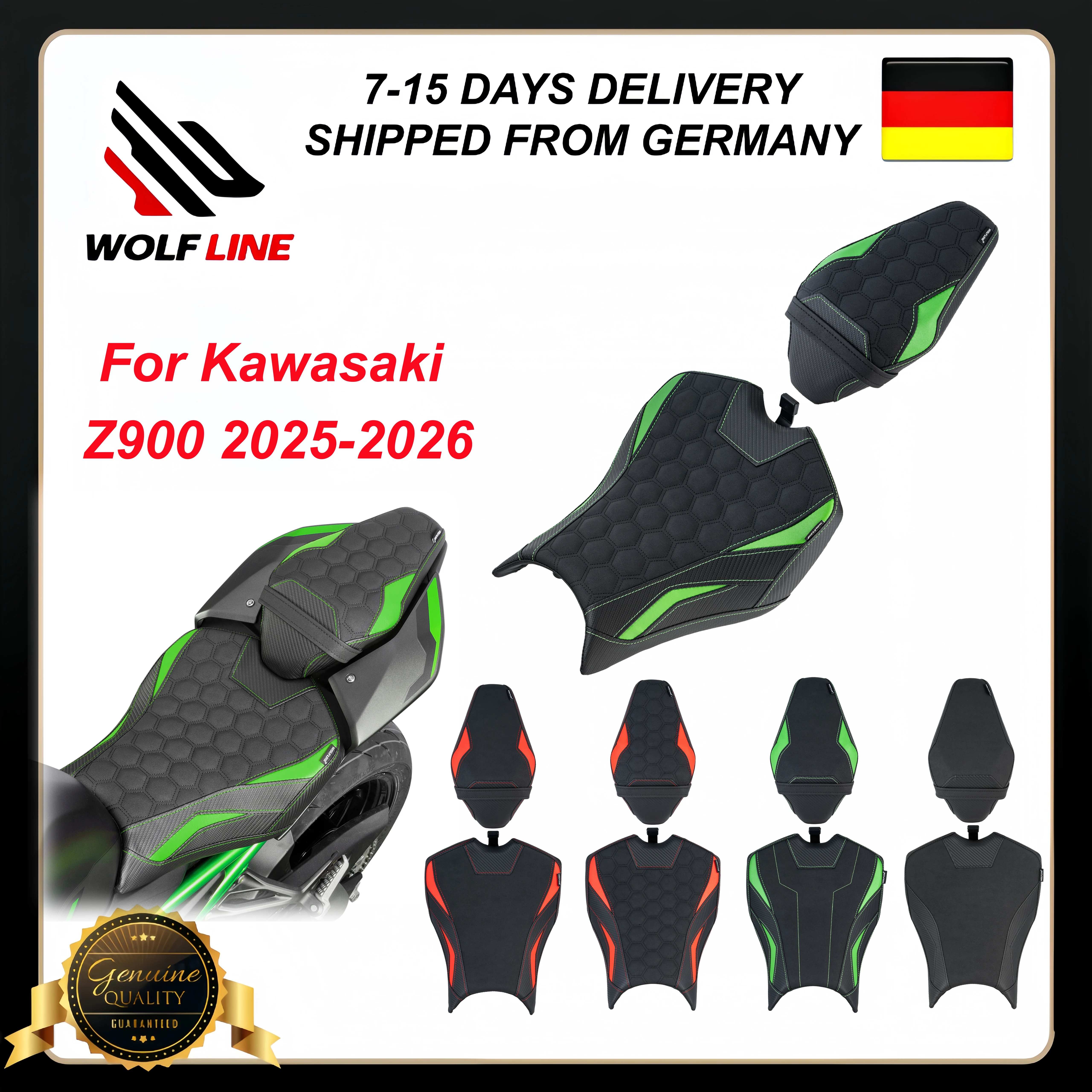 WOLFLINE Rider & Passenger Seat for Kawasaki Z900 Z 900 2025 2026
