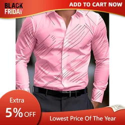 13 Color Striped Long Sleeve Shirt Fashion Sports Men's Shirt Lapel Large Size Breathable Men's Clothing Button Design