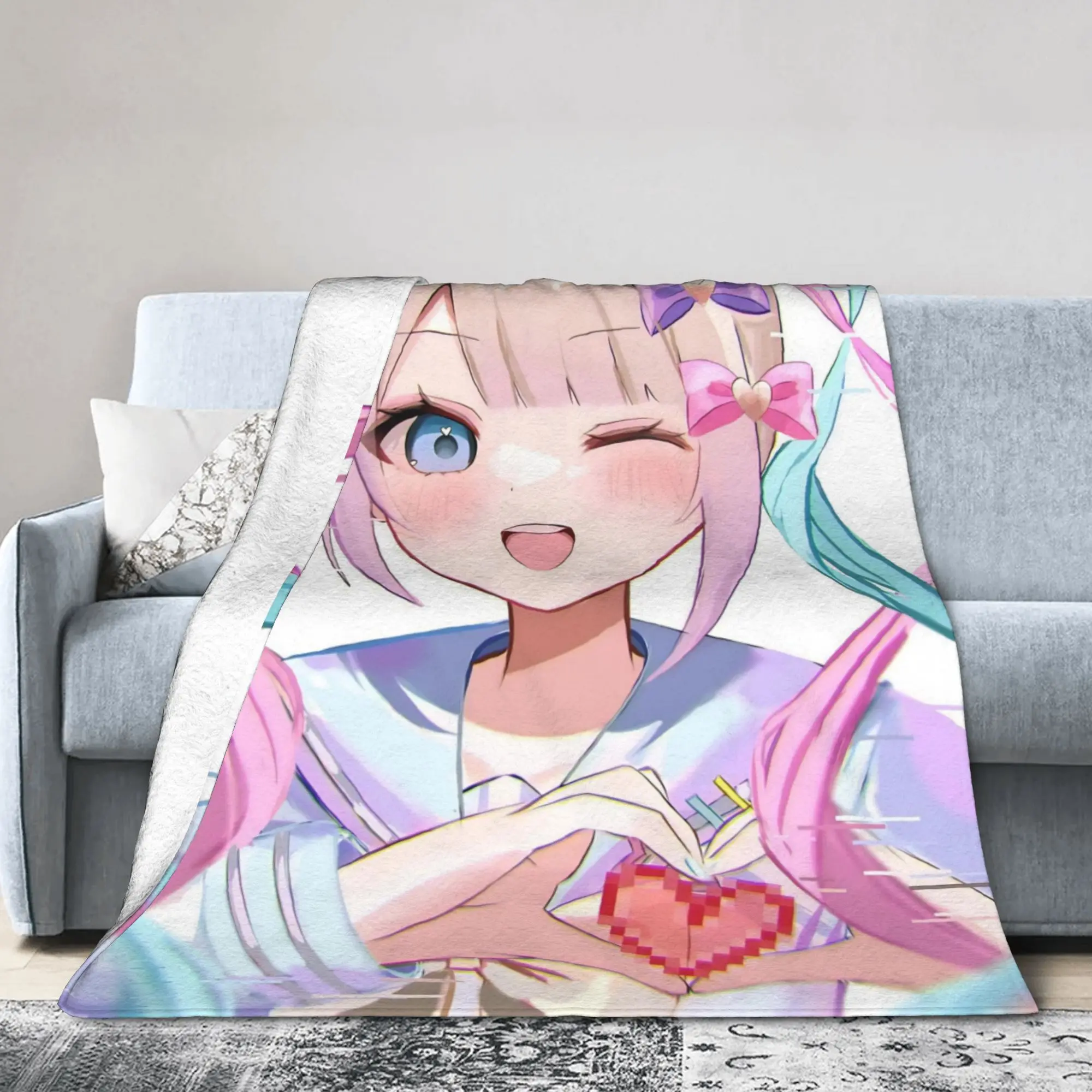 OMG kawaii Angel Flannel Blanket Cartoon Games Funny Throw Blanket for  Sofa Bedding Lounge 125*100cm Bedspreads