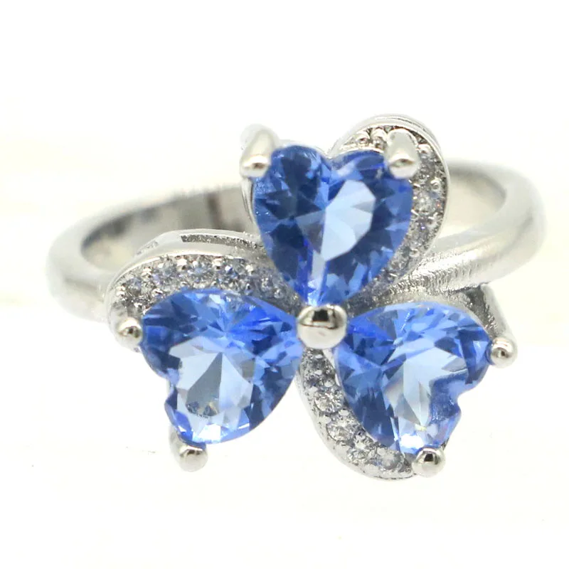 Buy 5 Get 1 Free 15x15mm Gorgeous Multi Color Violet Tanzanite Pink Morganite Women Silver Rings