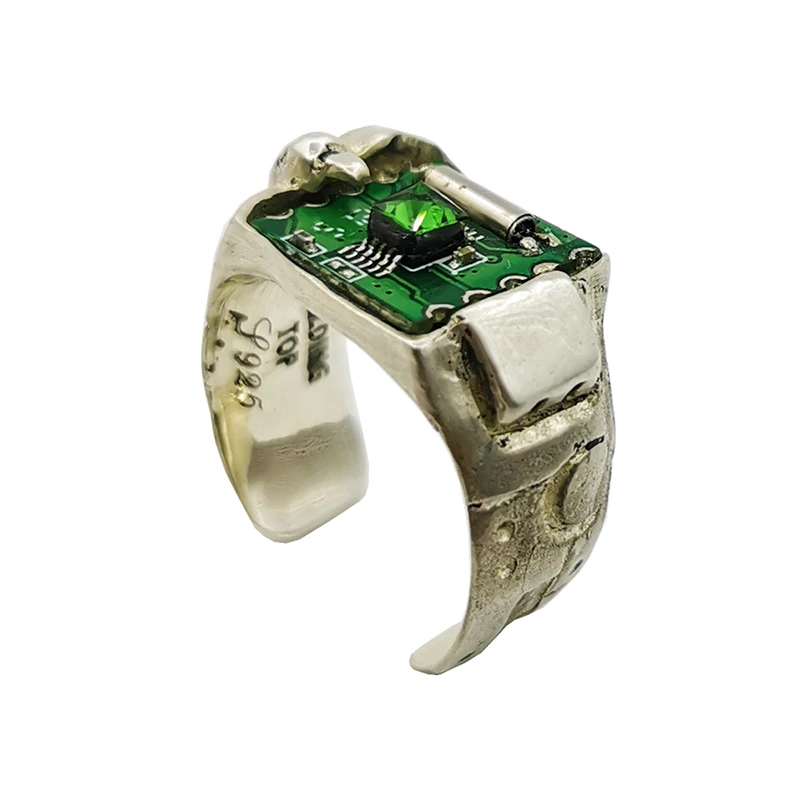 Cyberpunk Style Circuit Board Ring, Joias masculinas e femininas, presente de festa, Novo, 2024