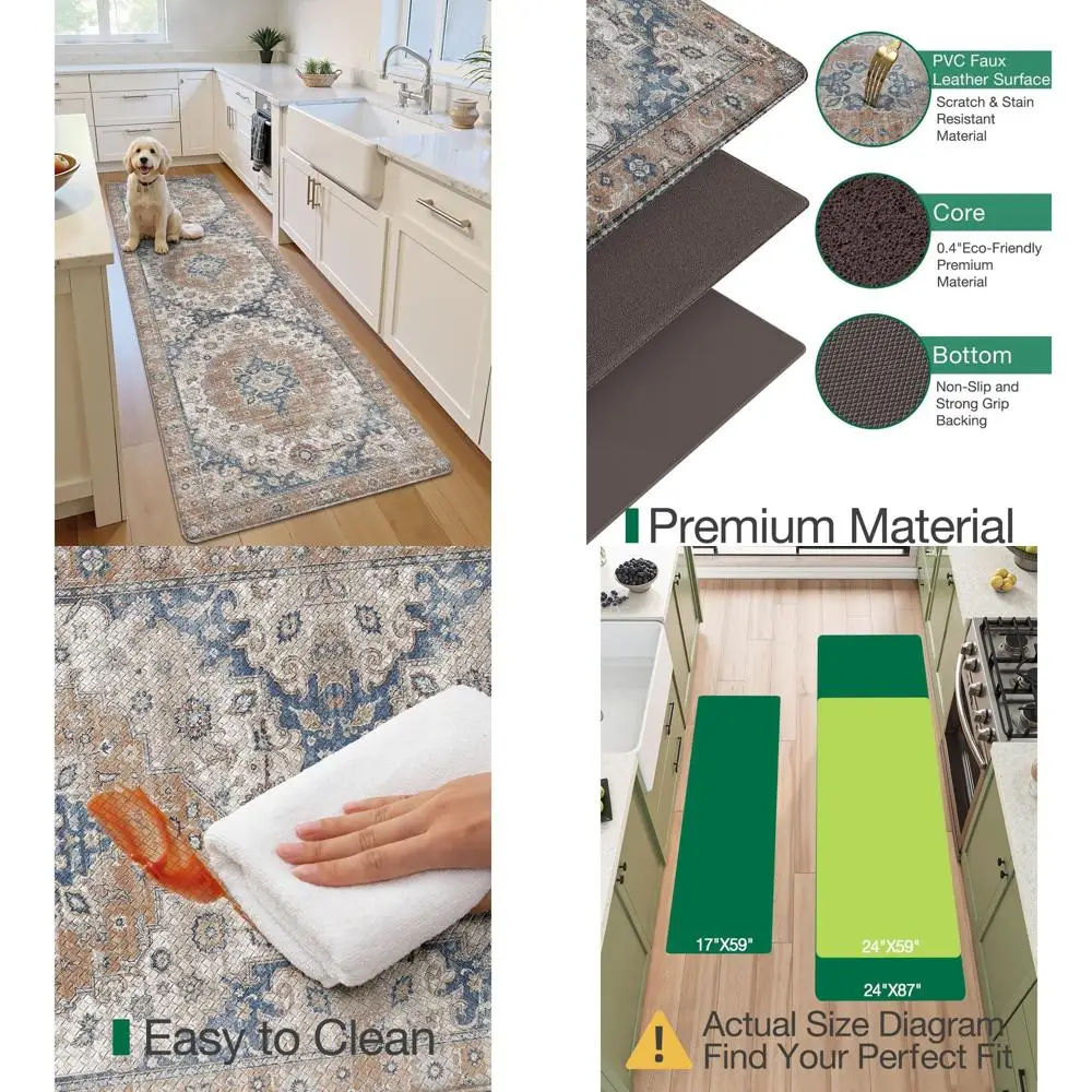 

Кухонный коврик против усталости, с мягкой подкладкой из пены с эффектом памяти, моющаяся нескользящая направляющая для пола, 24x87, терракота