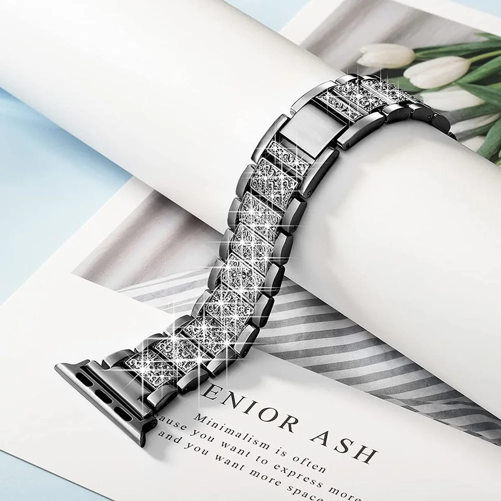 موضة النساء الفرقة ل أبل 49 مللي متر 46 مللي متر 45 مللي متر 44 مللي متر 42 مللي متر 41/40 مللي متر حزام iWatch الترا 2 SE 10 9 8 7 6 5 4 3 سوار معدني