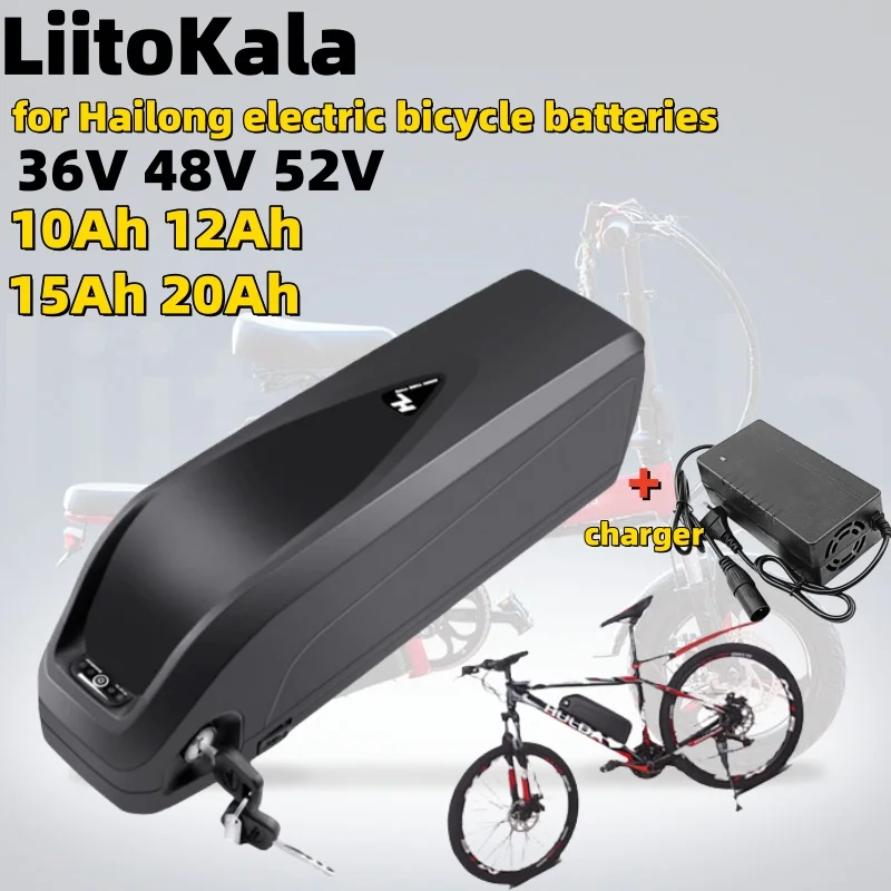 

LiitoKala 36 В 48 В 52 В 18650 аккумулятор 10 Ач 12 Ач 15 Ач 20 Ач Hailong аккумулятор для электрического велосипеда30A BMS 350 Вт 500 Вт 750 Вт 1000 Вт 3A зарядное устройство