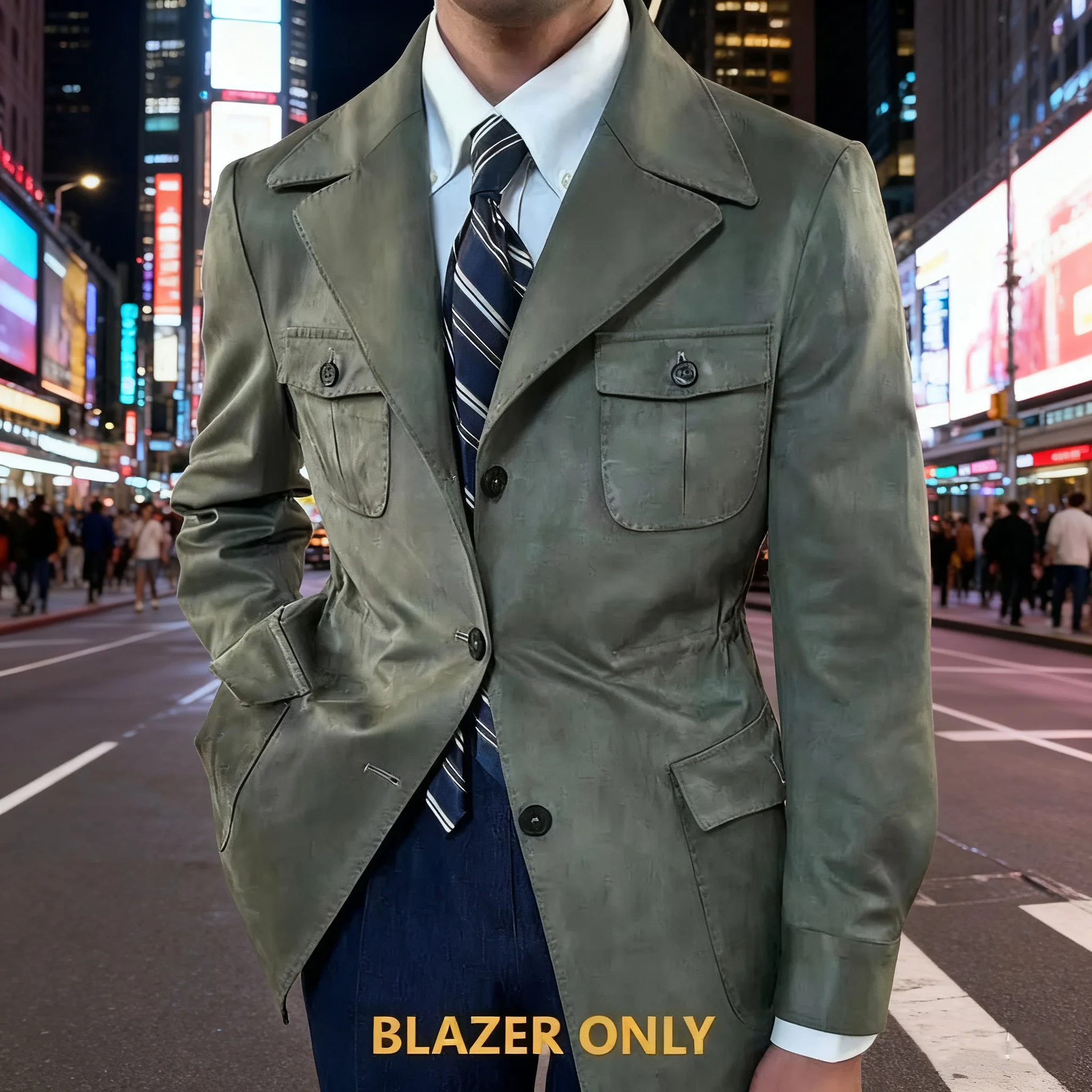 

High Quality Suede Hunting Jacket For Men Business Versatile Senior Luxury Italian Blazer Lapel Top Male Trench Customized Coat