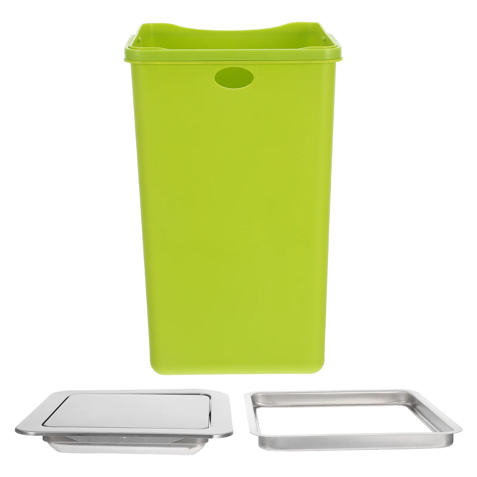 

1Set Countertop Embedded Trash Can Silent Close Lid Built-in Garbage Bin Space-Saving Design for Bathroom Kitchen Vanity