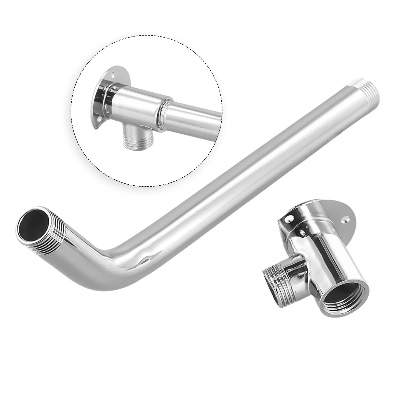 Stainless Steel Shower Arm Bottom Hose Wall-Mounted Shower Head Extension Arm Joint Shower Nozzle Accessories Shower Fixed Base