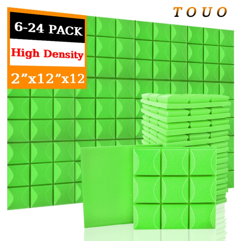 

TOUO Soundproofing Noise Cancelling Wedge Panels 6-24 Pcs Acoustic Foam Wall Sound Proo Fireproof Sticker For Home Studio