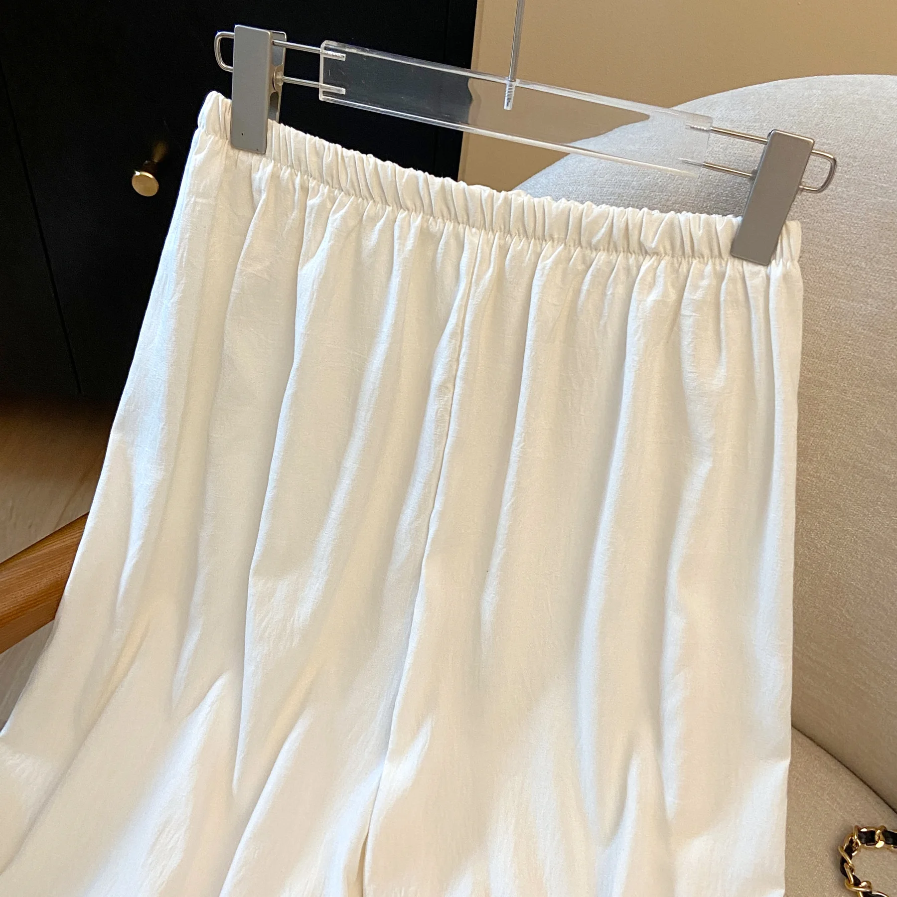 

Maiden Series Wide Leg Pants with Belt Embroidered Lace Dra Feel Women's Sle Base Nine Points Pants