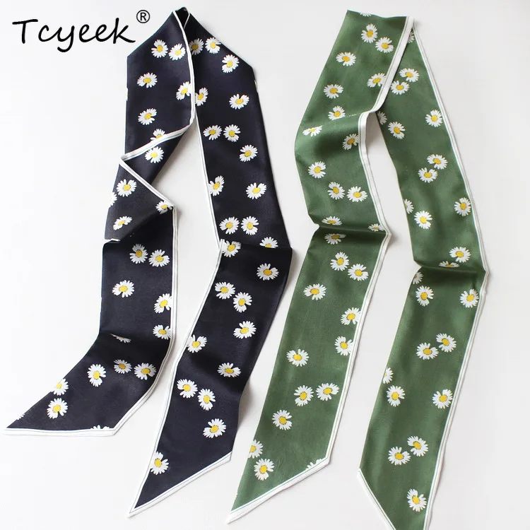 

Tcyeek 100% натуральный шелк с цветочным принтом, женский шарф с отделкой, весна-осень 2023, элегантный модный роскошный шарф, подарок для мамы A41159QM