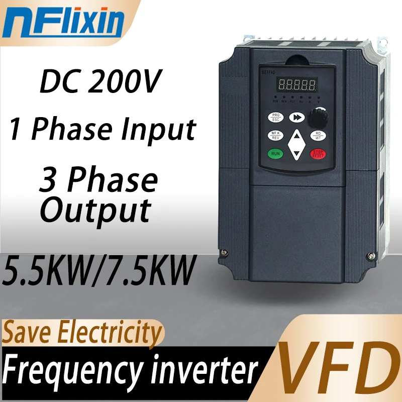 Solar VFD 0.75/1.5/2.2/4/5.5/7.5KW 220V Variable Frequency Drive Converter inverter for motor Speed control