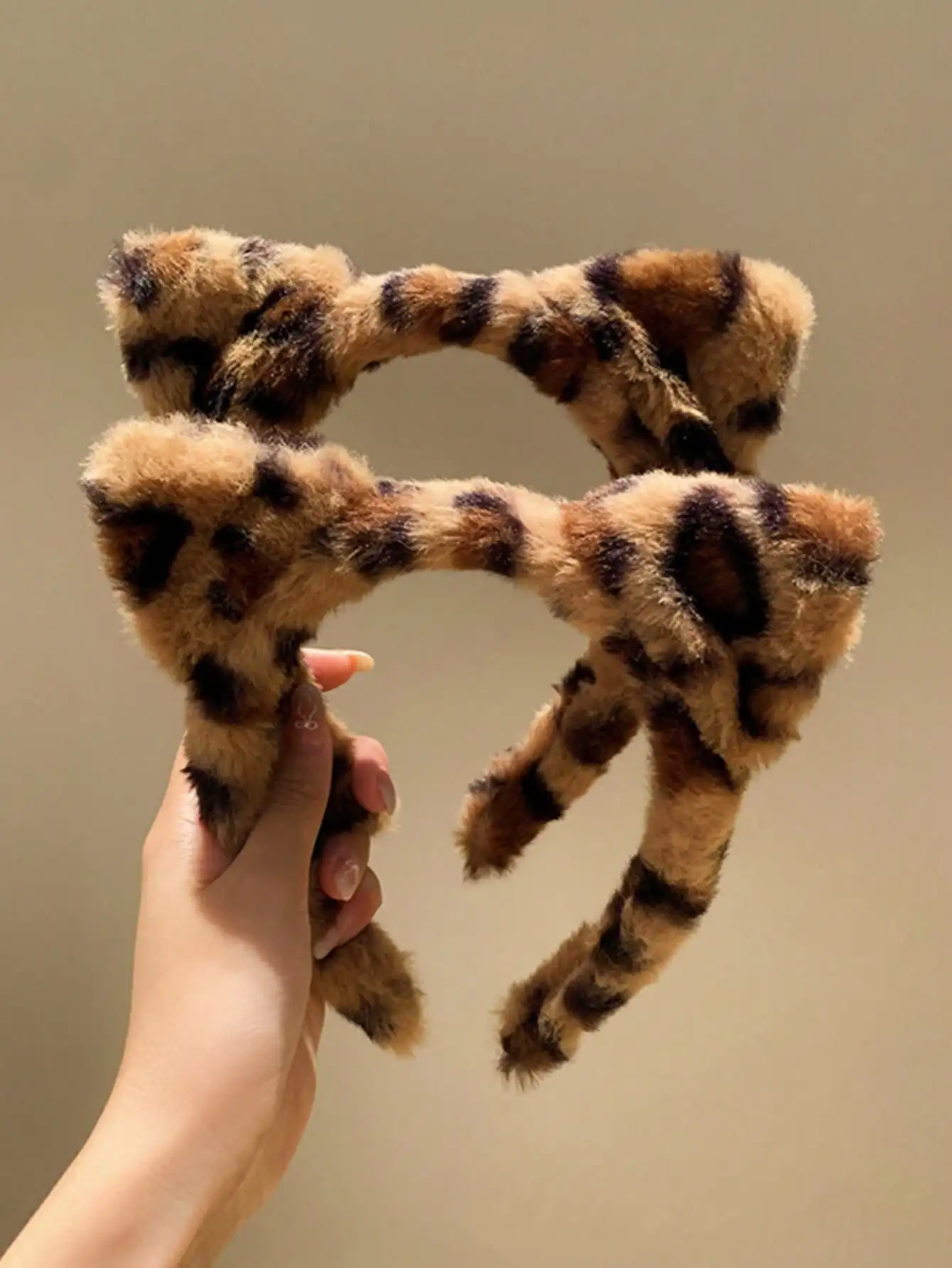 1/2 Stück Kunstfell-Kopfbedeckung, Leopardenmuster, Haarschmuck, Haarband, waschendes Gesicht, Plüsch-Haarbänder, Katzenohren, Stirnbänder, Partykleidung – Detail 1