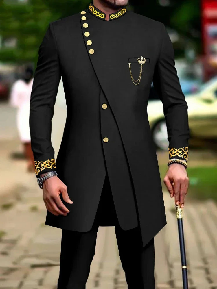 

2025 New Casual Fashion Hot Selling Printed Men's Suit Slim Two-piece Set Trajes Elegante Para Hombres Terno Masculinos Completo