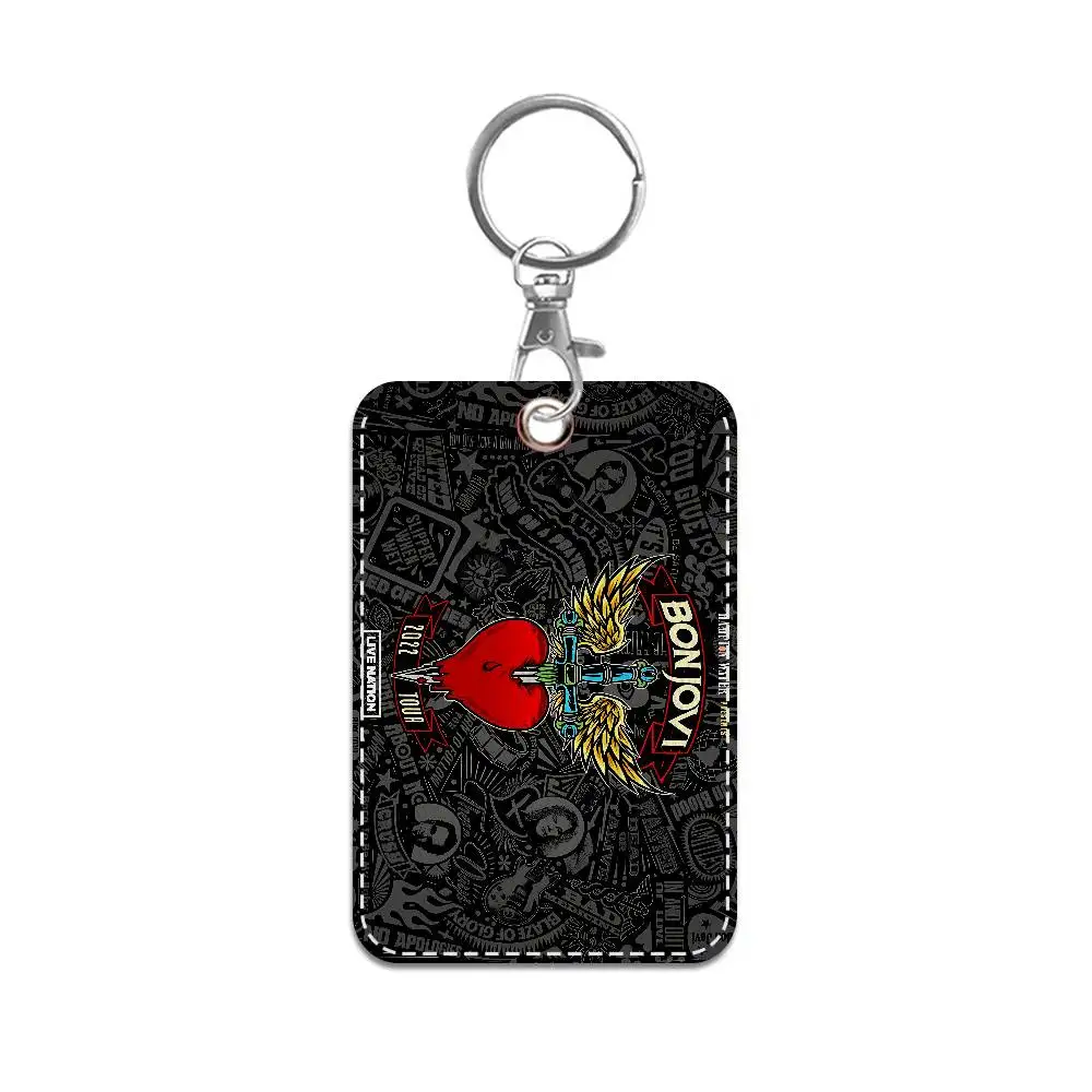 B-BonS J-Jovi مستطيل حافظة بطاقات الهوية المفاتيح الوصول حافظة للبطاقات مفتاح العلامة حلقة حامل بطاقة جلدية حلقة رئيسية الوصول #6