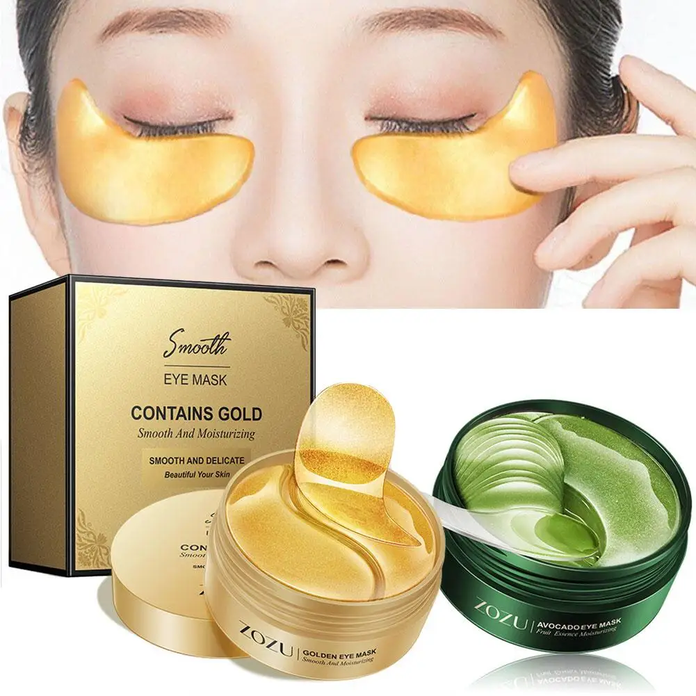 Anti-Envelhecimento Colágeno Eye Patches para Mulheres, Máscara Facial, Eye Patches, Abacate, Dourado, Remover Círculos Escuros, Anti-Envelhecimento, Olhos