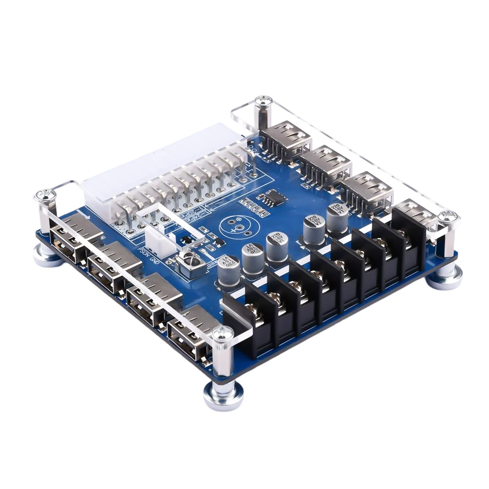 ATX Power Adapter Board com ou sem Case, 5V, 2A, 8 USB Charging Desktop, Função de Detecção Infravermelha, 20 Pin, 24 Pin