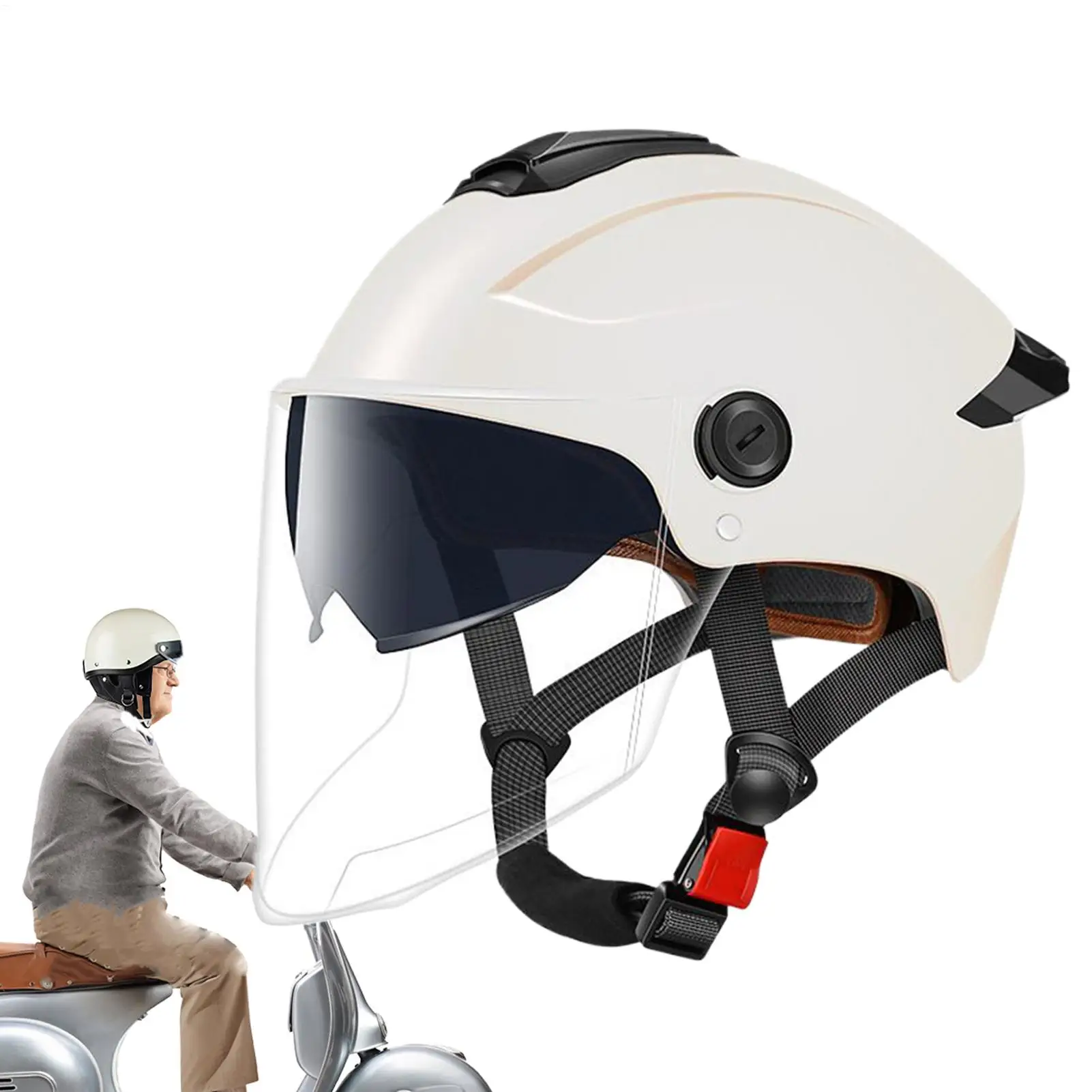 

Helmet For Motorcycle Open Face Adults Helmets Protective Gear Double Visor Breathable Headgear For Street Motorbike Sportbike
