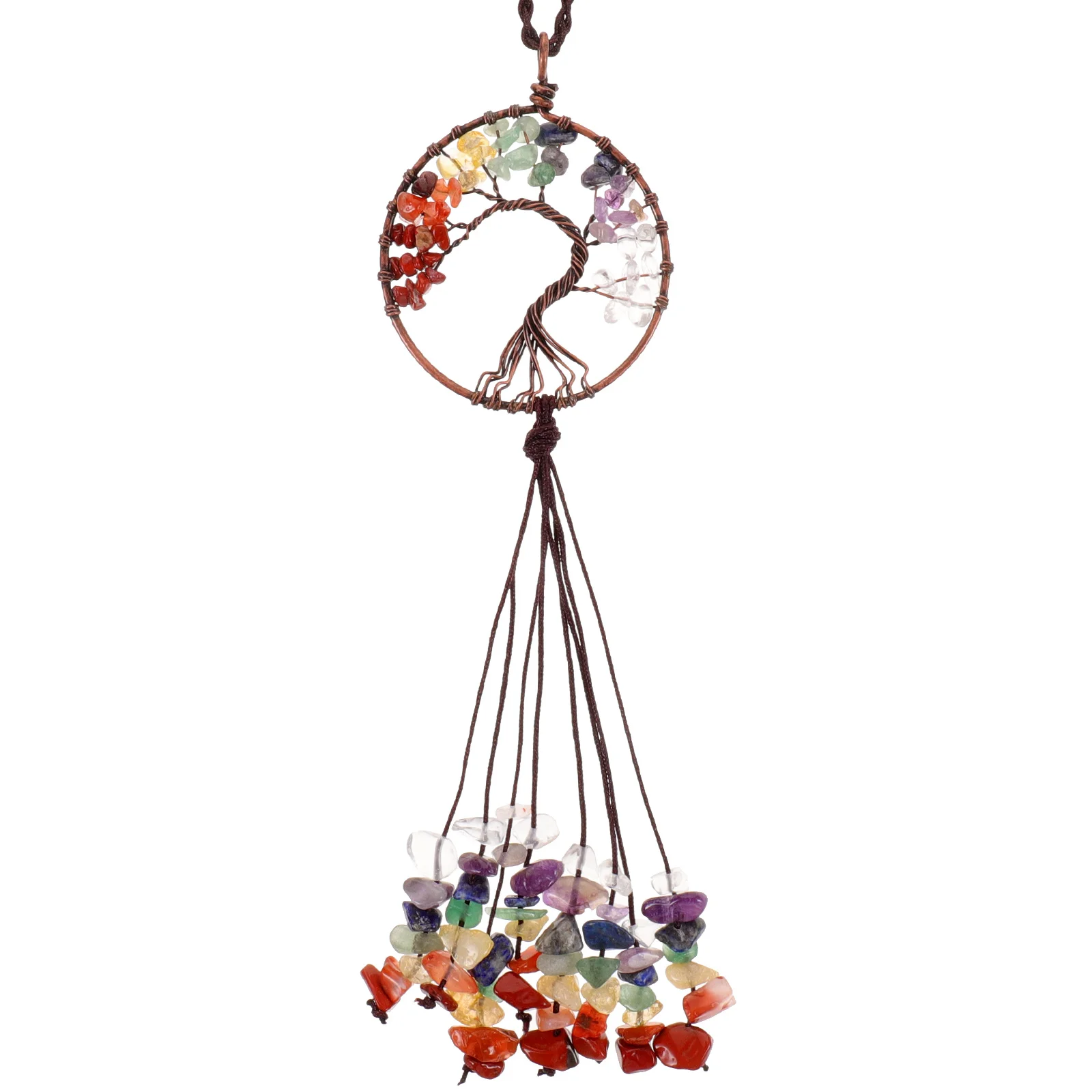 

Life Tree Pendant 5Cm Car Hanging Decor For Interior Mirror High Grade Stone Cotton Metal Auto Ornament