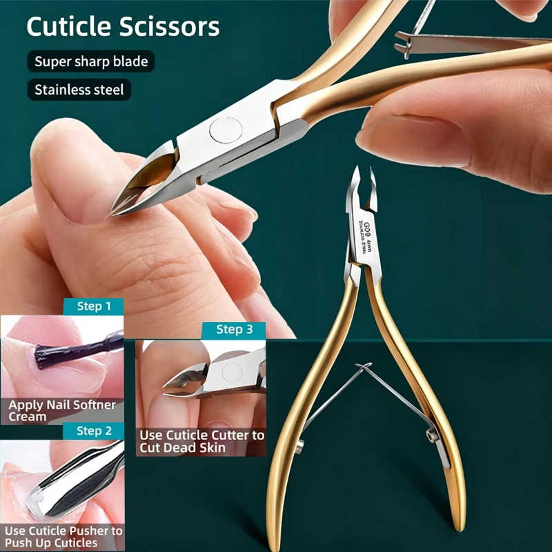 HOT Gold Dead Skin Scissors Nail Salon Special Exfoliating Dead Skin Pliers Stainless Steel Nail Clipper Barb Scissors