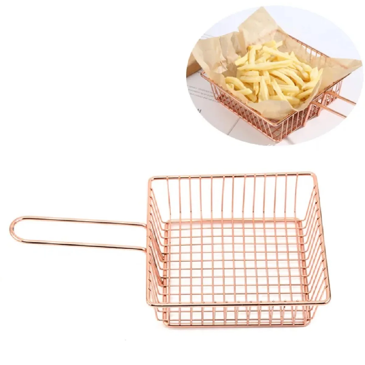 Stainless Steel Frying Basket For Rose Gold Fries