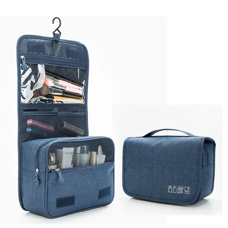 Travel portable makeup bag for storing skincare products wholesale hand-held hook dry-wet separated toiletry bag