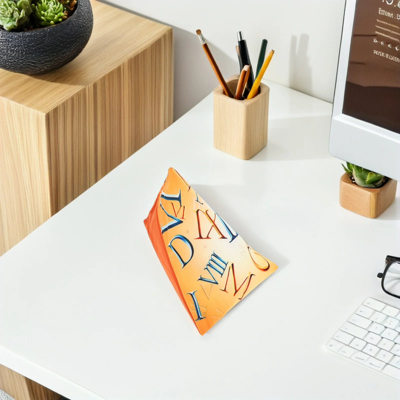

Multi-Angle Triangular Phone Stand Pillow Support For Reading Watching Video Home Dorm Use Yellow Soft Durable Tablet