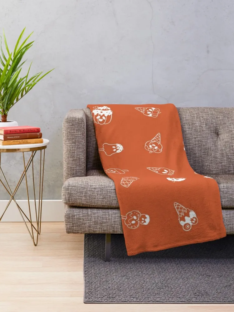 Spooky Ice Scream: Pumpkin Orange Throw Blanket Bed linens Sleeping Bag Quilt Blankets