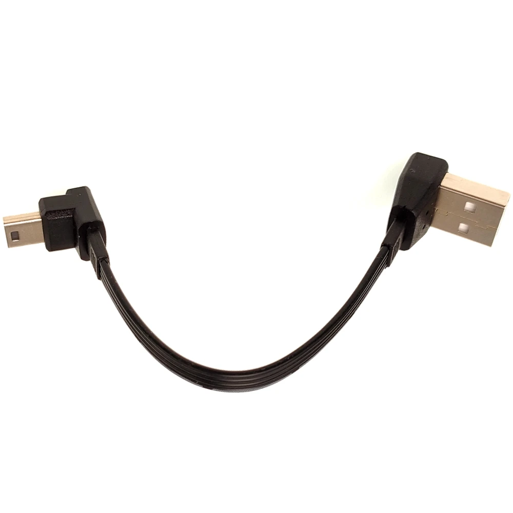 0.1M-1M Mini USB B-type 5-pin plug up, down, left, right 90 ° to USB 2.0 flat silicone mobile phone car recorder data cable