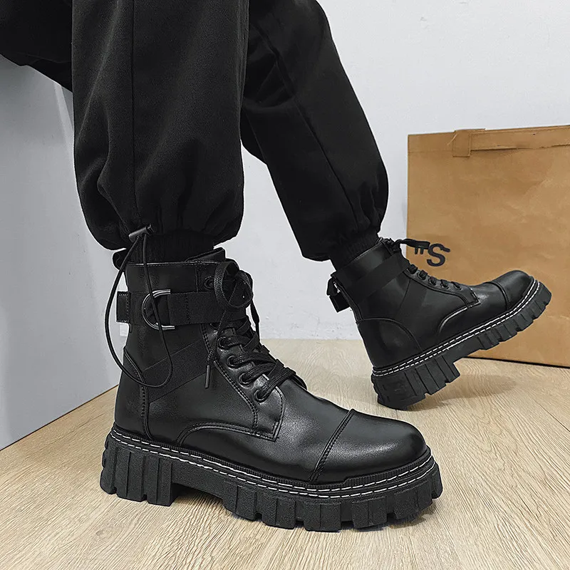 New Casual Doc Martens high boots botas vaquera para hombre de cuero effet militaire new rock work shoes men shoes army boots