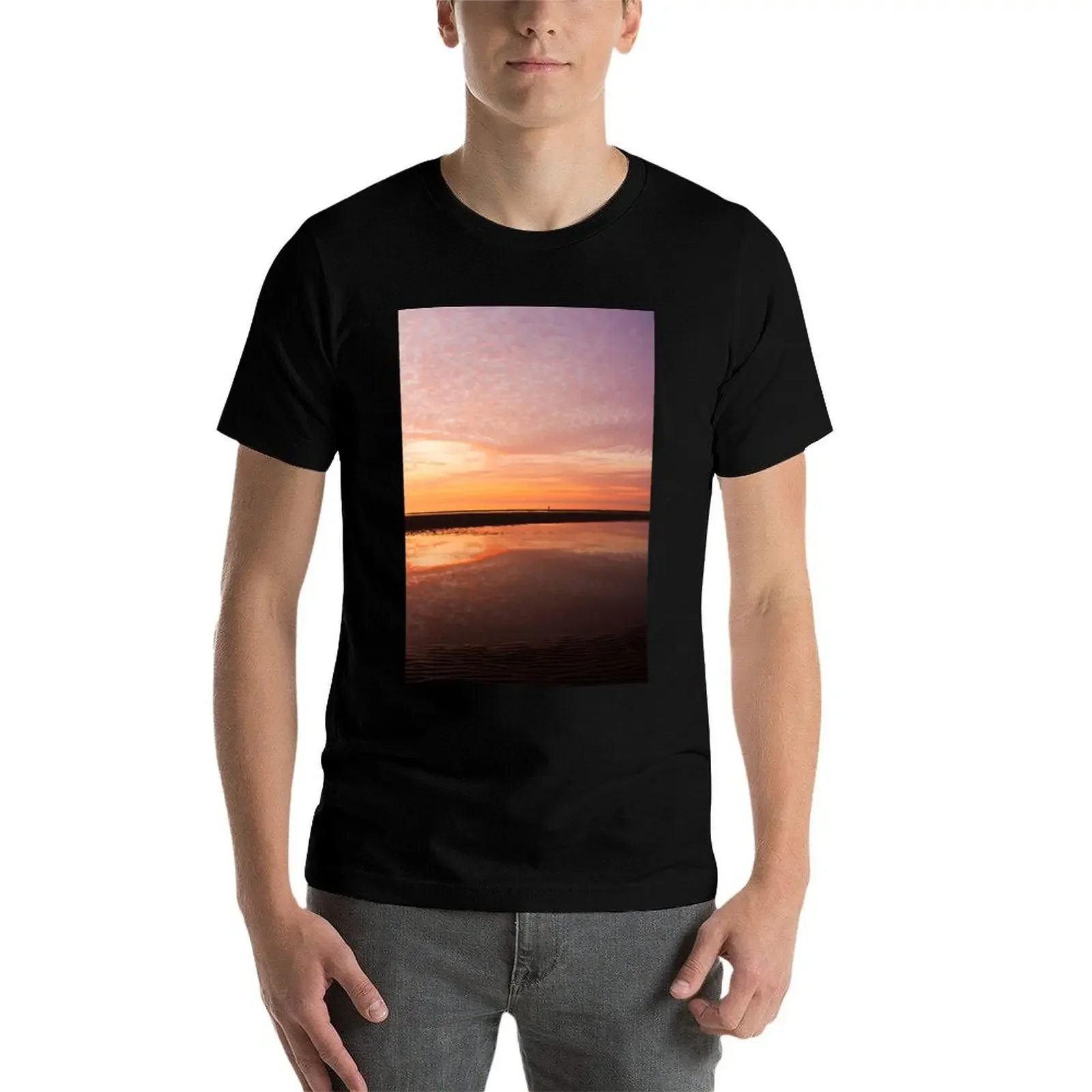 Aberconwy Sunset - Aberconwy Sands - Wales T-shirt magliette grafiche abbigliamento felpato da uomo