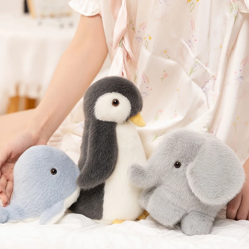 ﻿   Kawaii baleine bleue pingouin éléphant en peluche jouet mère et enfant série animale en peluche poupée en peluche enfant anniversaire cadeau de noël