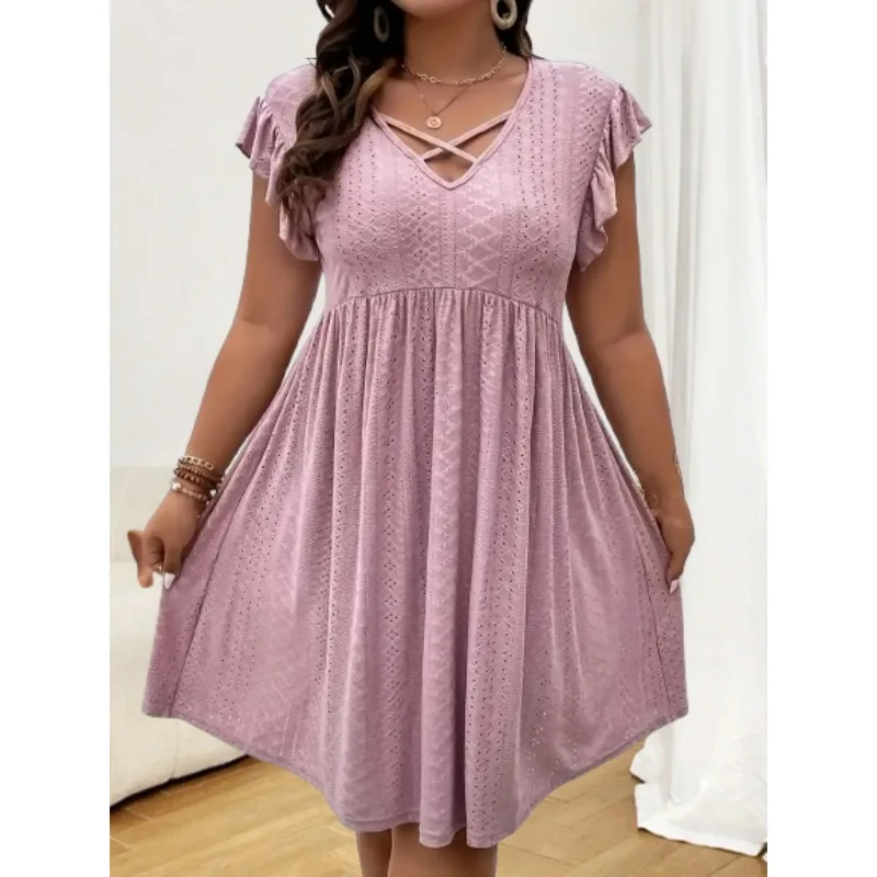 

Плюс размер 1XL-5XL, новое модное женское платье с v-образным вырезом и перекрестными бретелями, женское удобное универсальное повседневное платье