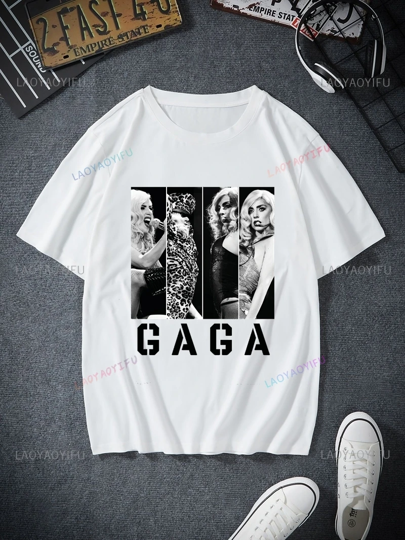 

Singer Lady Gaga Classic Poster Printed Shirt, Fans Everyday Street Wear,Women's Spring and Summer Casual Fashion Cotton T-shirt