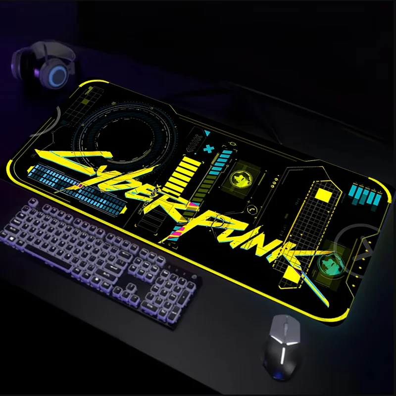 Cyberpunk Style Mouse Pad Graffiti Design Large Desk Pad Rubber Stitched Edge Computer Mats Desktop Gifts Women Friends