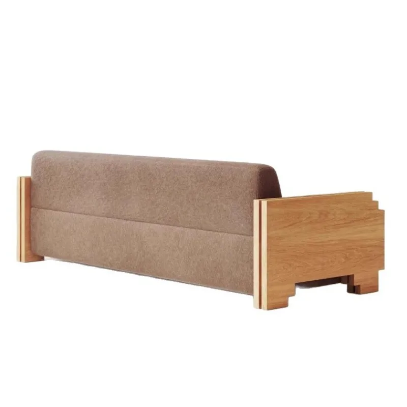 Nordic geometric solid wood sofa living room small apartment simple
